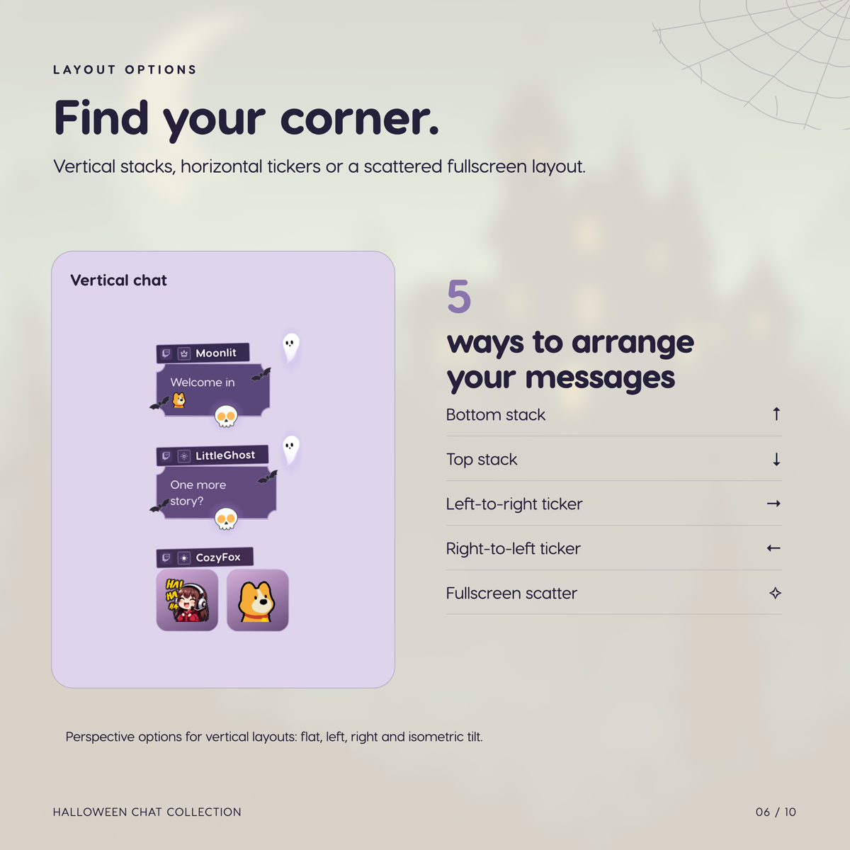 Halloween Chat Widget for Twitch YouTube Kick ⟢ Spooky Ghost Bat Animated Chat Overlay ⟢ StreamElements OBS ⟢ Cute Purple Stream Decor