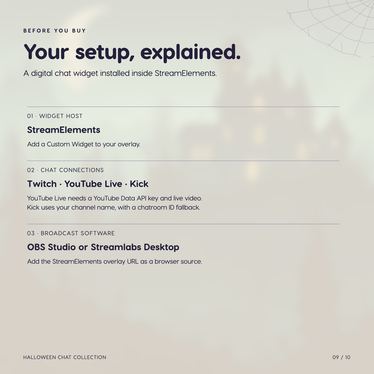 Halloween Chat Widget for Twitch YouTube Kick ⟢ Spooky Ghost Bat Animated Chat Overlay ⟢ StreamElements OBS ⟢ Cute Purple Stream Decor