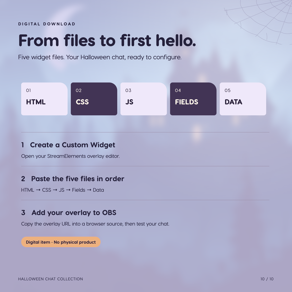 Halloween Chat Widget for Twitch YouTube Kick ⟢ Spooky Ghost Bat Animated Chat Overlay ⟢ StreamElements OBS ⟢ Cute Purple Stream Decor