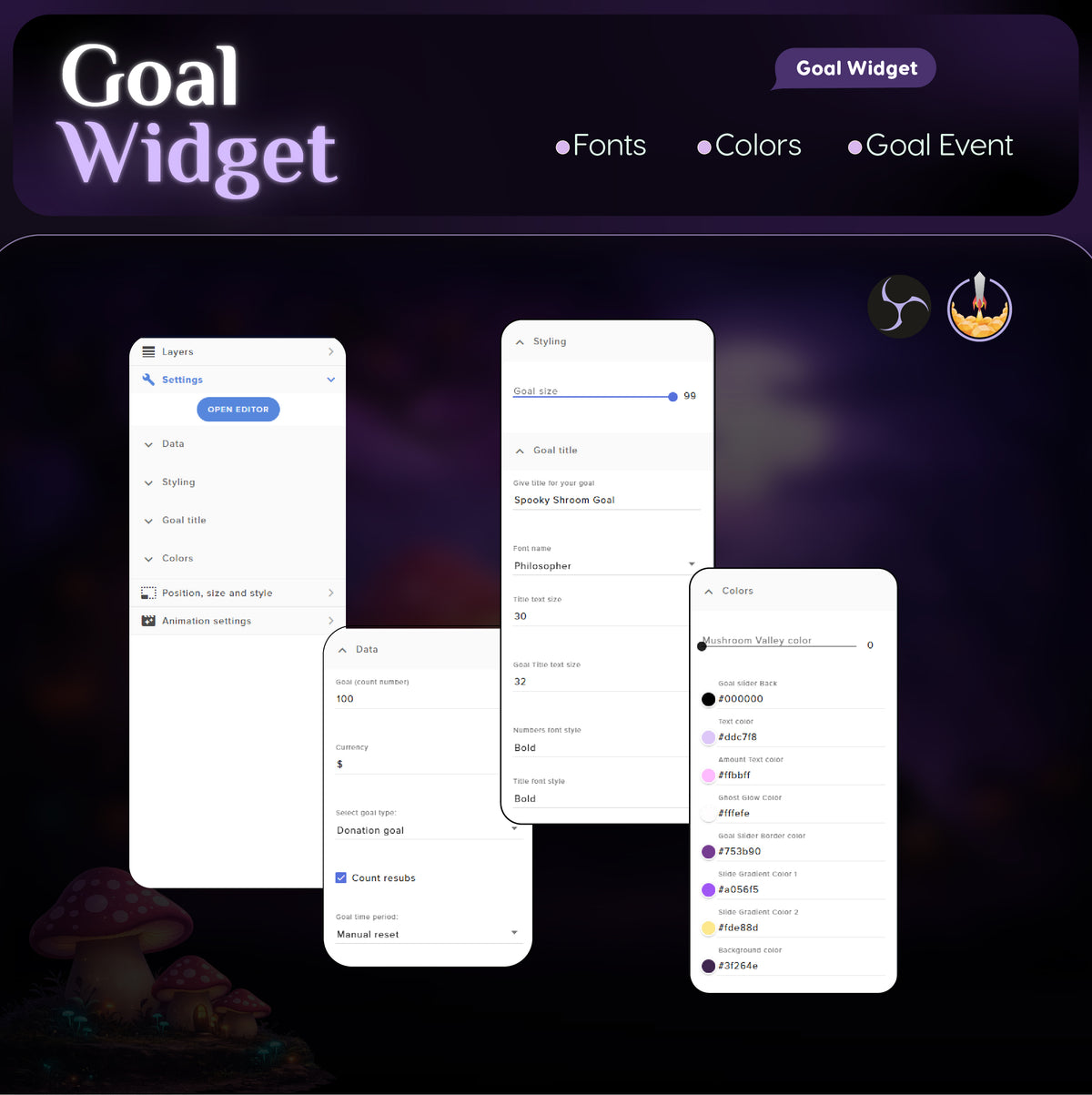 Spooky Mashroom Twitch Bar Goal Widget for Streamelements and OBS
