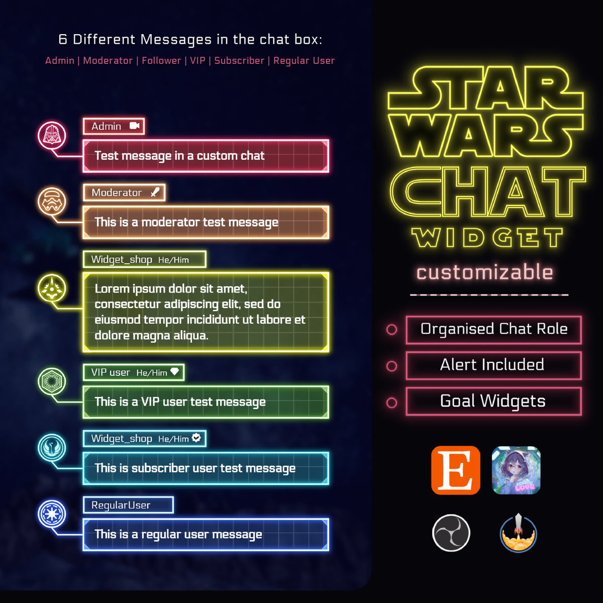 Gaming Sci-Fi Neon Chat Widget | Animated Stream Overlay (Digital Download)