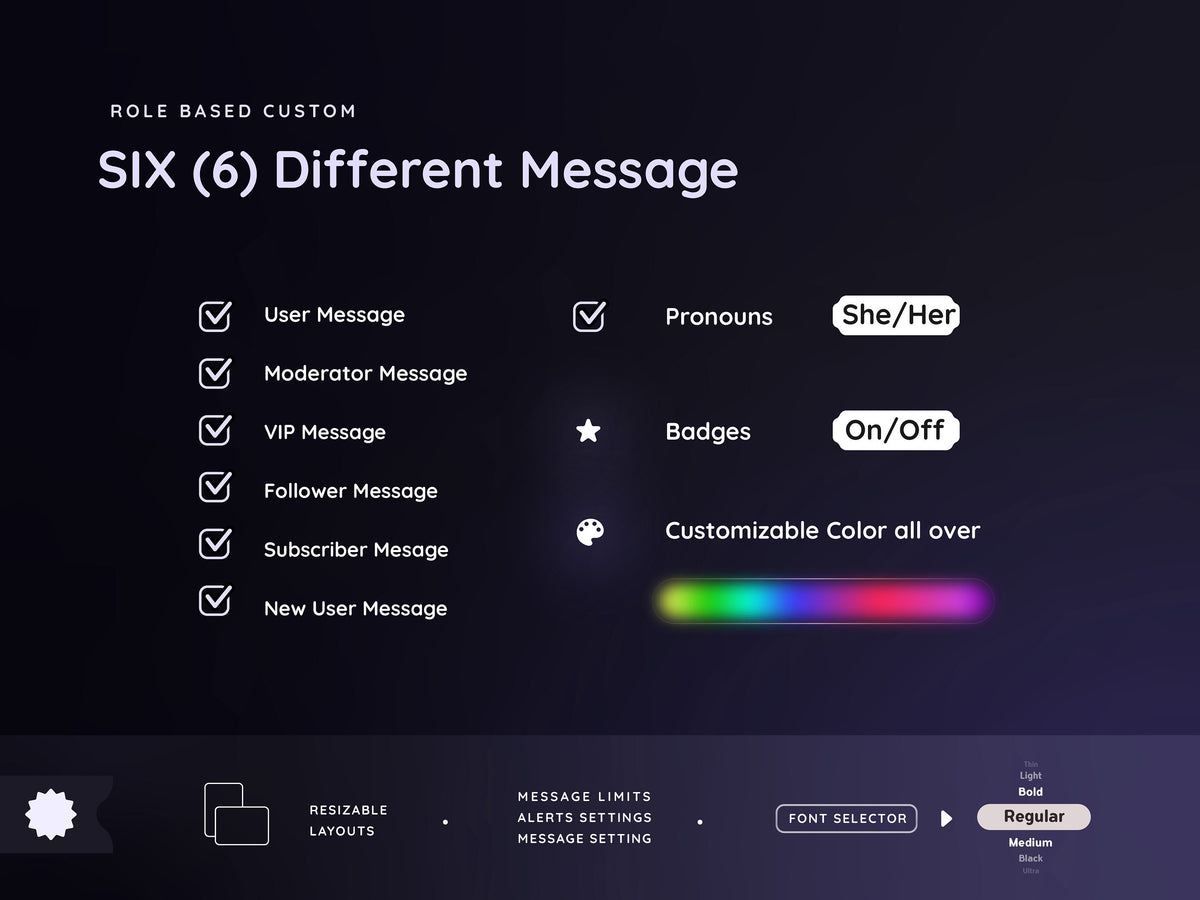Purple Moon Glow Chat Widget: Customizable Stream Overlay (Digital Download)