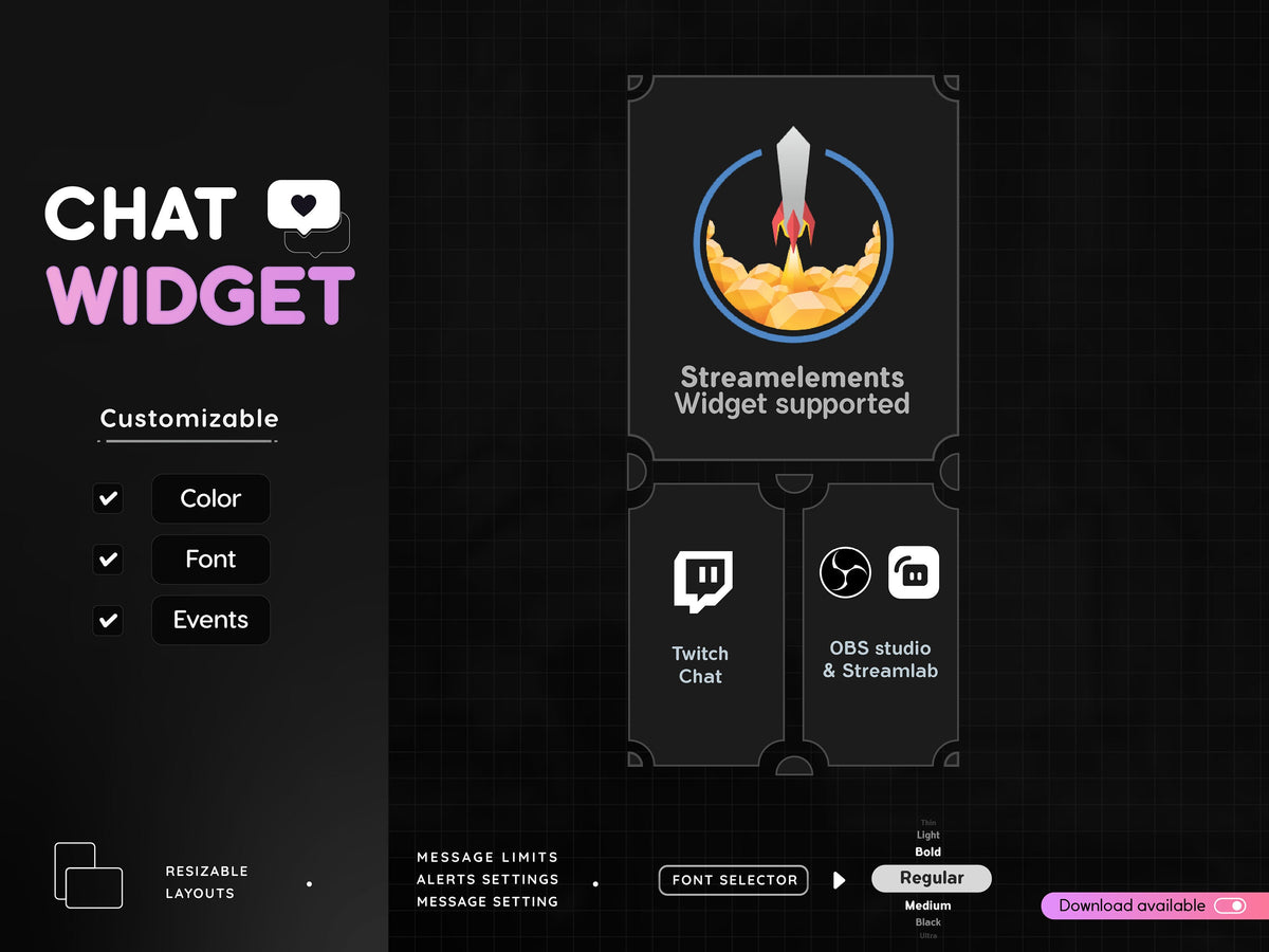 Sakura Glow Chat Widget: Customizable Pink Stream Overlay (Digital Download)