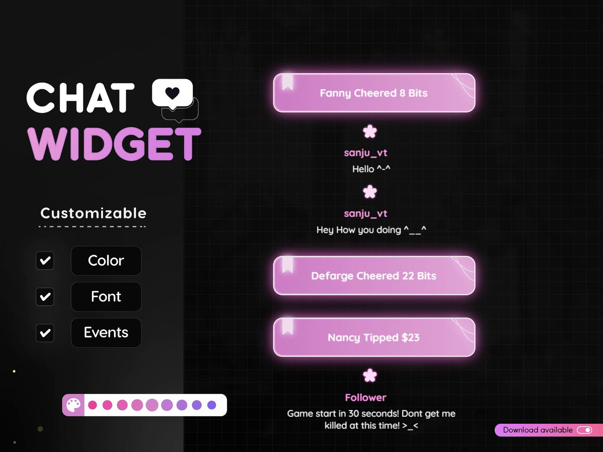 Sakura Glow Chat Widget: Customizable Pink Stream Overlay (Digital Download)