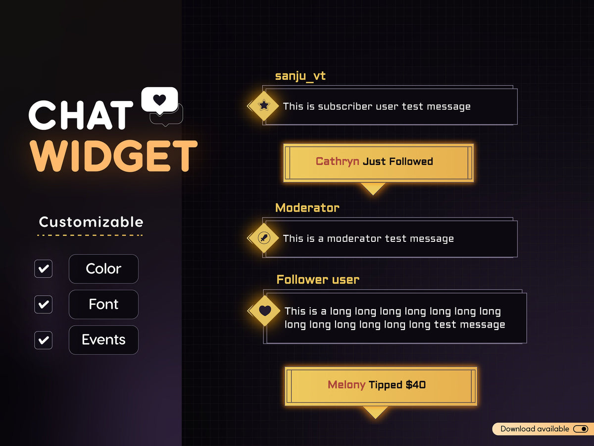 Customizable Gradient Icon Chat Widget for StreamElements (Digital Download)