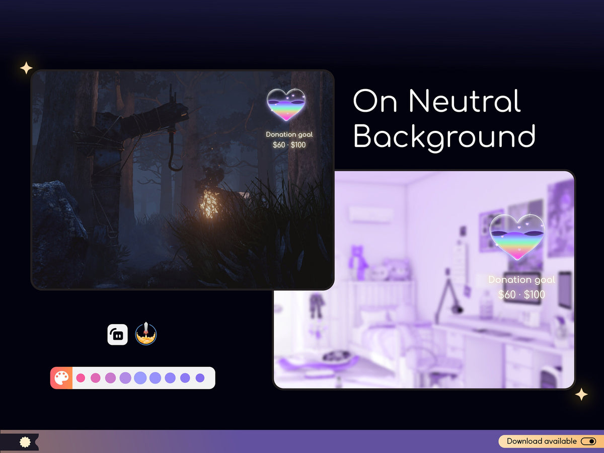 Rainbow Liquid Heart Goal Widget for Twitch - Streamlabs & Streamelements