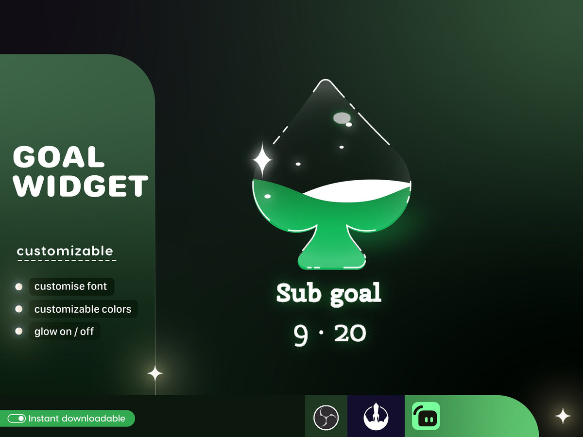 Casino Card Slot Icon Goal Widget: Customizable Stream Overlay (Digital Download)