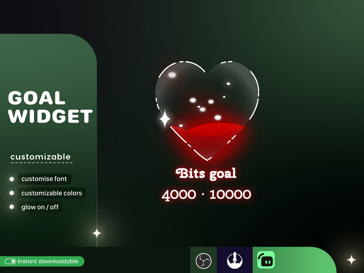 Casino Card Slot Icon Goal Widget: Customizable Stream Overlay (Digital Download)
