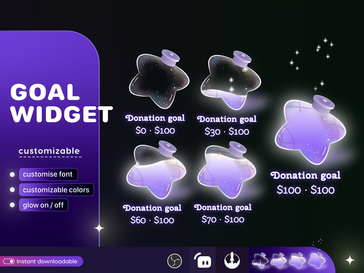 Star Bottle Goal Widget: Customisable for Twitch