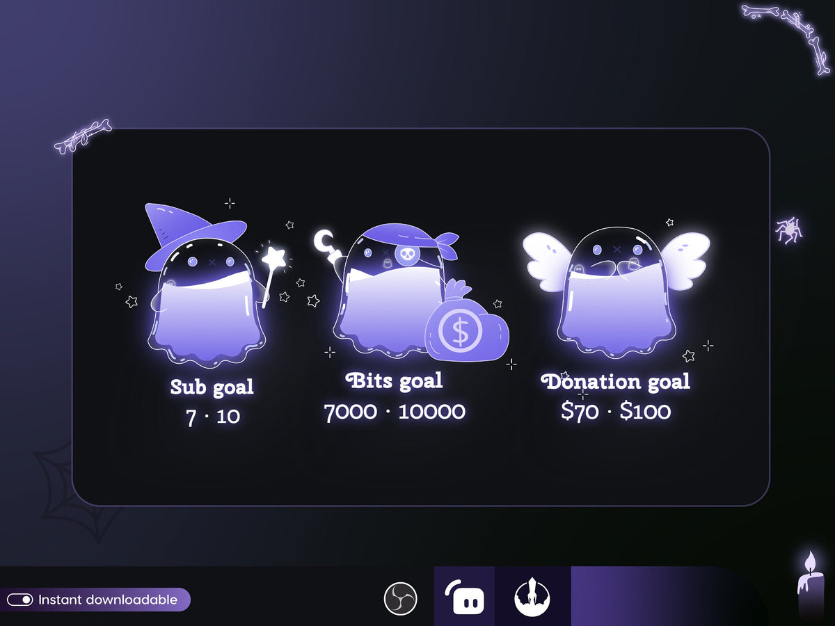 Wizard Ghost Twitch Goal Widget: Customizable Stream Overlay (Digital Download)