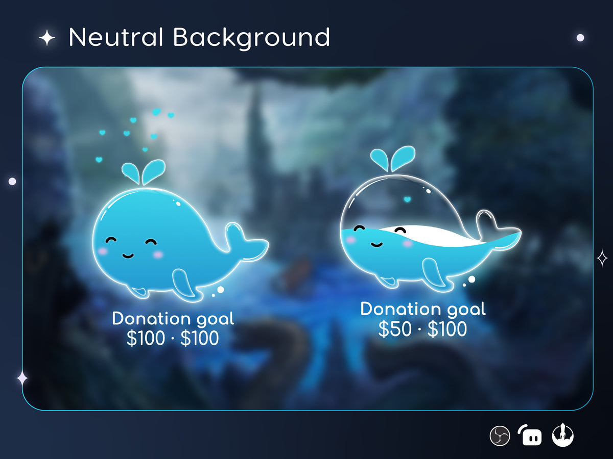 Blue Whale Liquid Filling Goal Widget | Twitch Streamlabs, TikTok Studio, and Streamelements