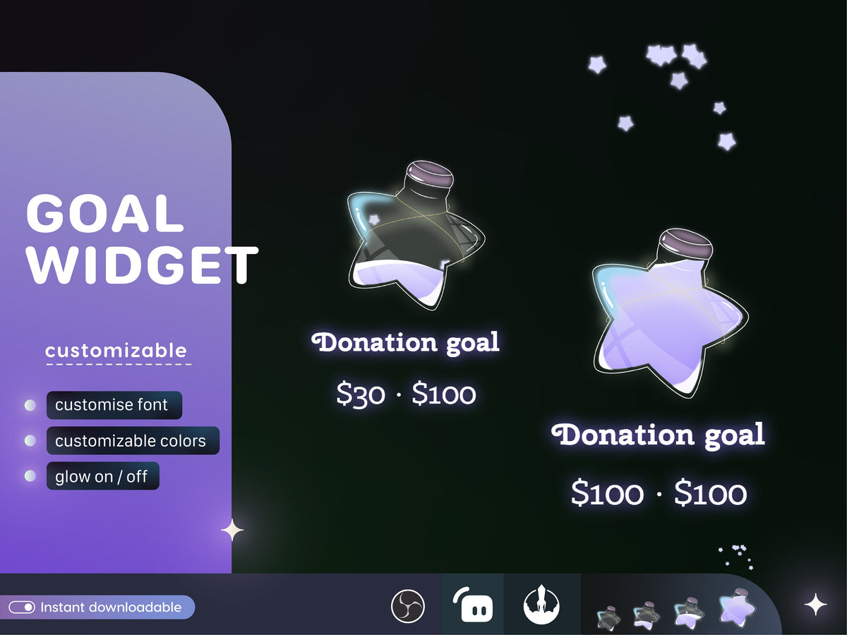 Customizable Star Bottle Goal Widget for Twitch Streamlabs (Digital Download)