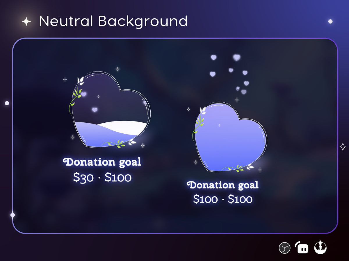 Heart Goal Widget, Customizable Stream Overlay, Twitch, Streamlabs (Digital Download)