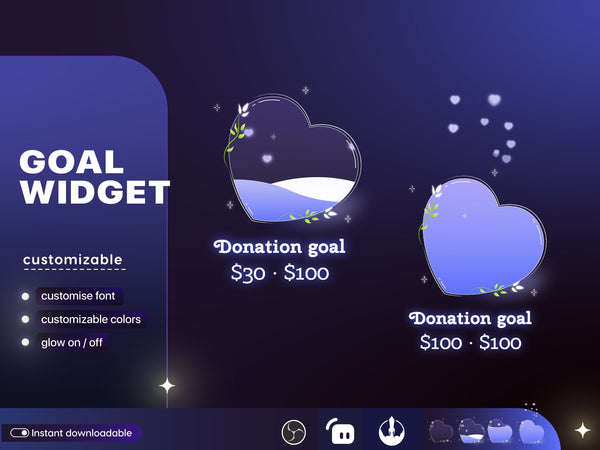 Heart Goal Widget, Customizable Stream Overlay, Twitch, Streamlabs (Digital Download)