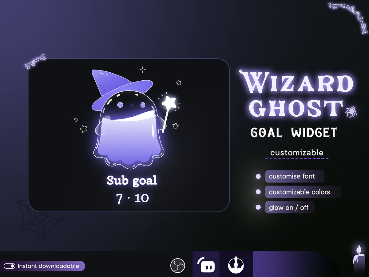 Wizard Ghost Twitch Goal Widget: Customizable Stream Overlay (Digital Download)