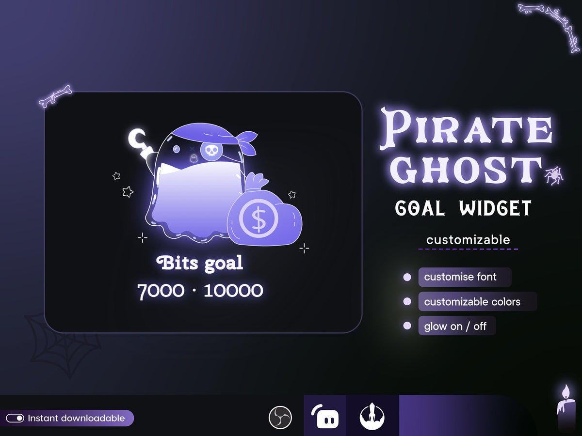 Wizard Ghost Twitch Goal Widget: Customizable Stream Overlay (Digital Download)