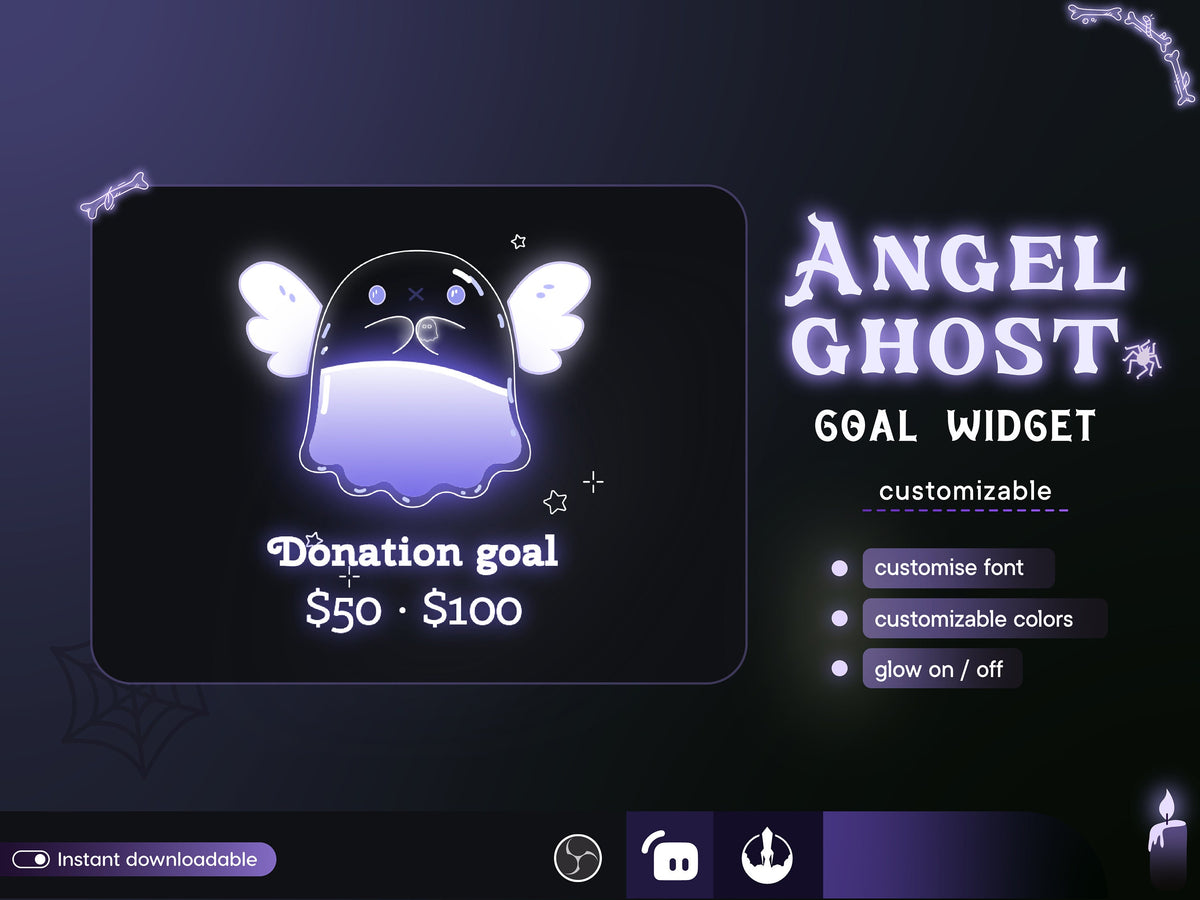 Wizard Ghost Twitch Goal Widget: Customizable Stream Overlay (Digital Download)