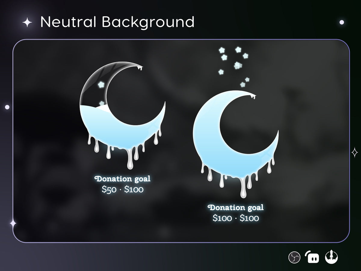 Melting Moon Goal Widget: Customisable Stream Overlay (Digital Download)
