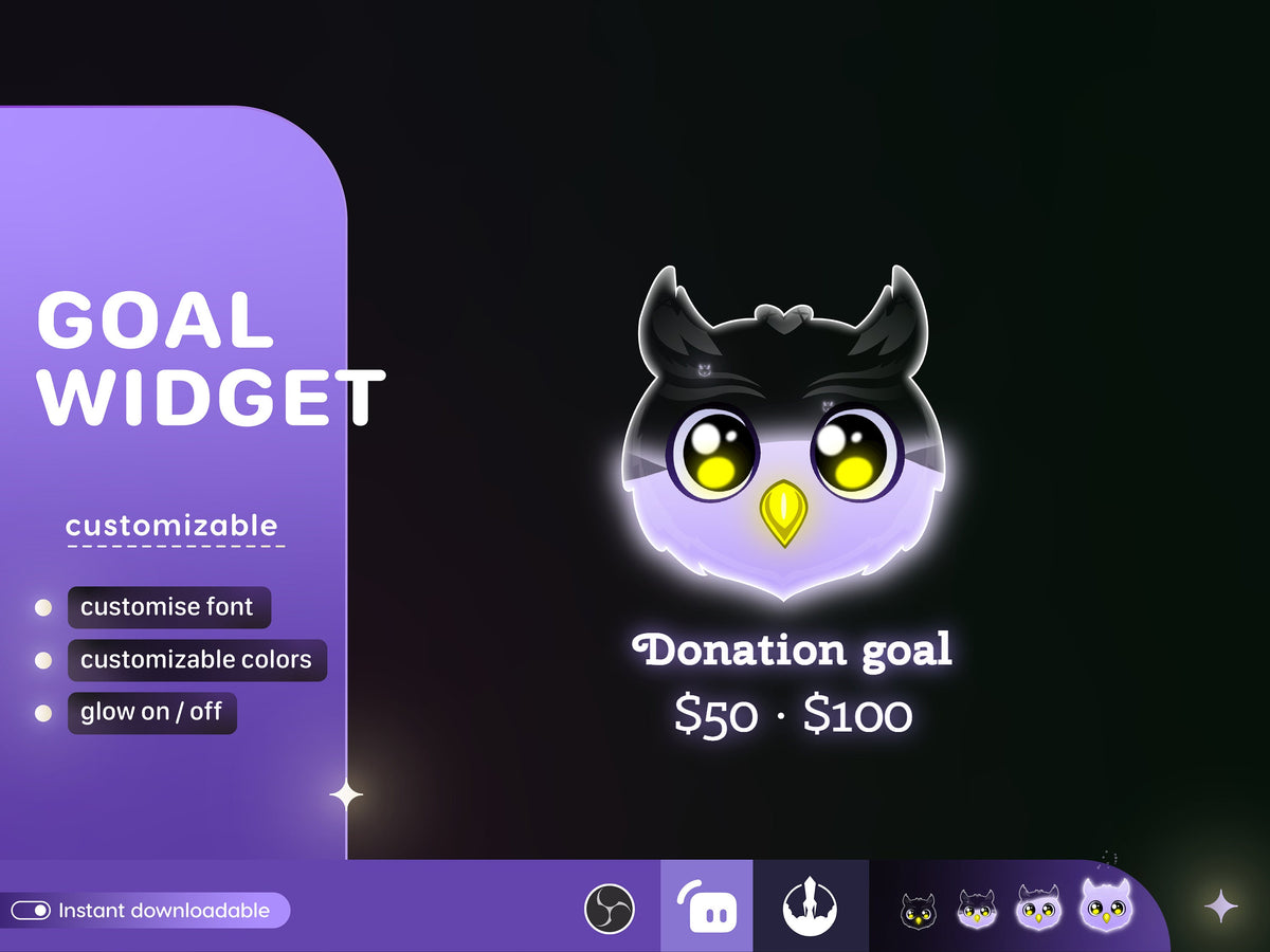Owl Liquid Filling Goal Widget | Twitch Streamlabs, TikTok Studio, and Streamelements.
