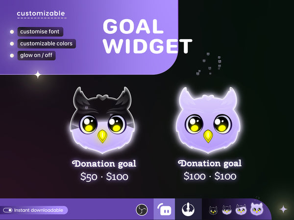 Owl Liquid Filling Goal Widget | Twitch Streamlabs, TikTok Studio, and Streamelements.