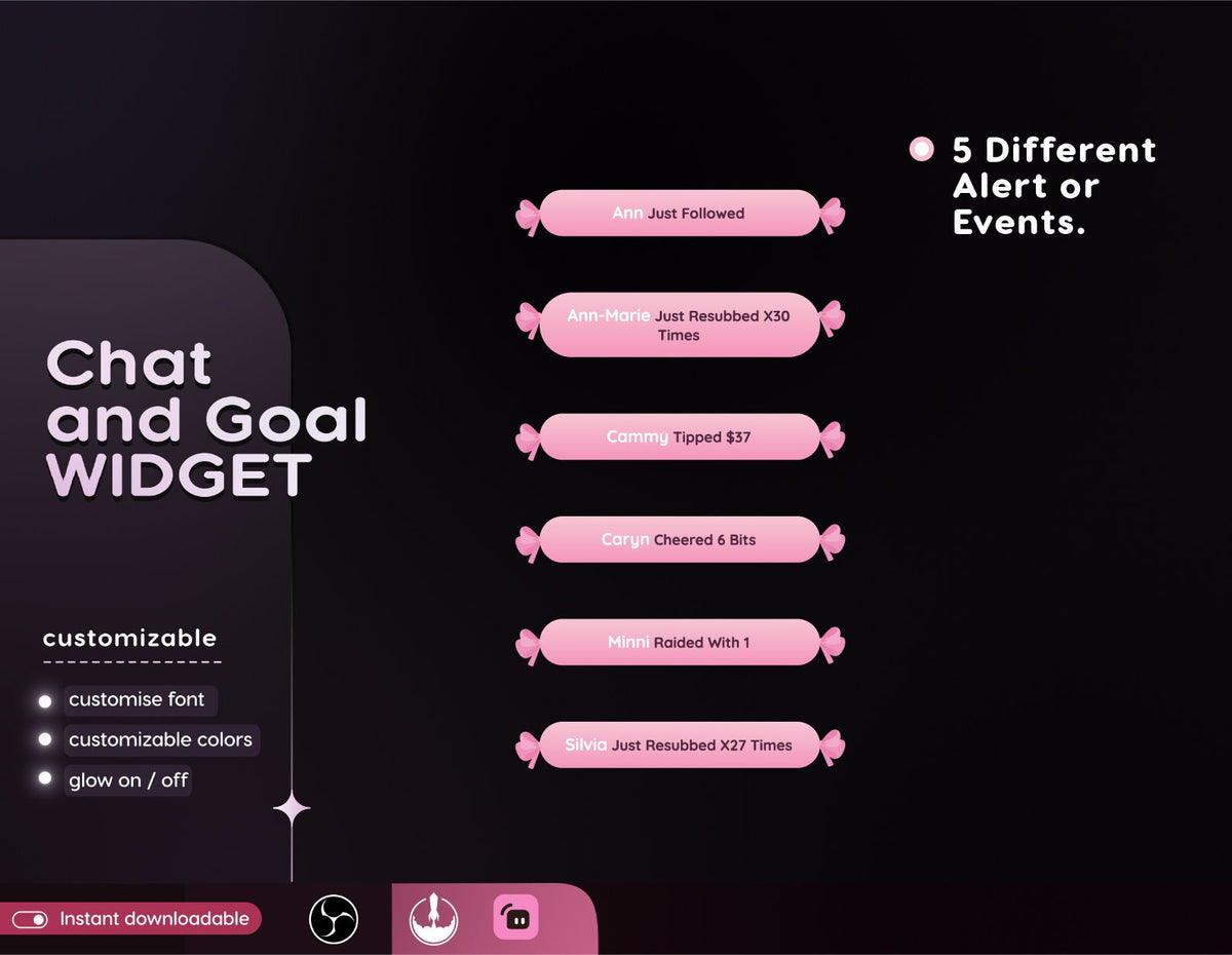 Cute Bunny Chat & Goal Widget | Twitch Stream Overlay (Digital Download)