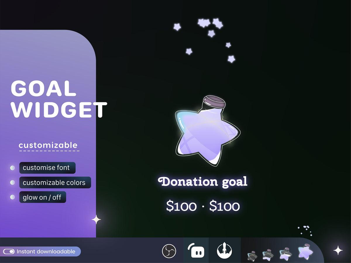 Customizable Star Bottle Goal Widget for Twitch Streamlabs (Digital Download)