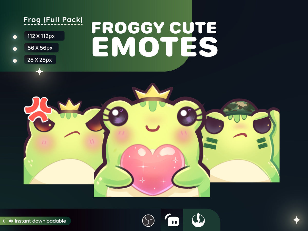10 Frog Emotes Pack | Kawaii Twitch & Discord PNG Digital Download