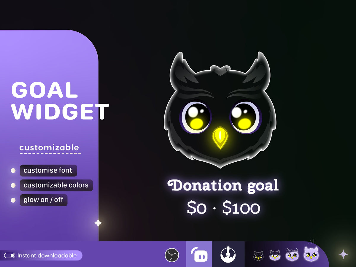 Owl Liquid Filling Goal Widget | Twitch Streamlabs, TikTok Studio, and Streamelements.