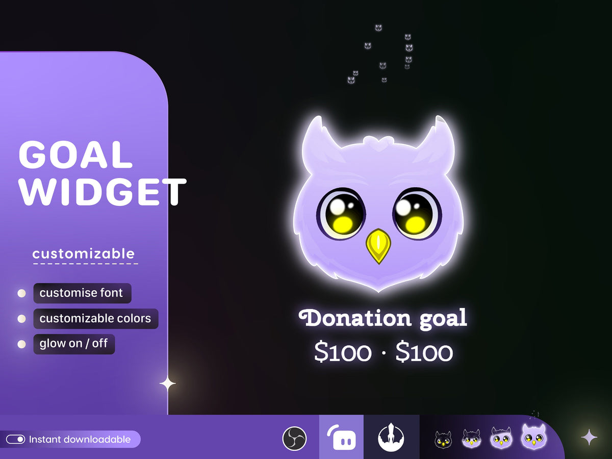 Owl Liquid Filling Goal Widget | Twitch Streamlabs, TikTok Studio, and Streamelements.