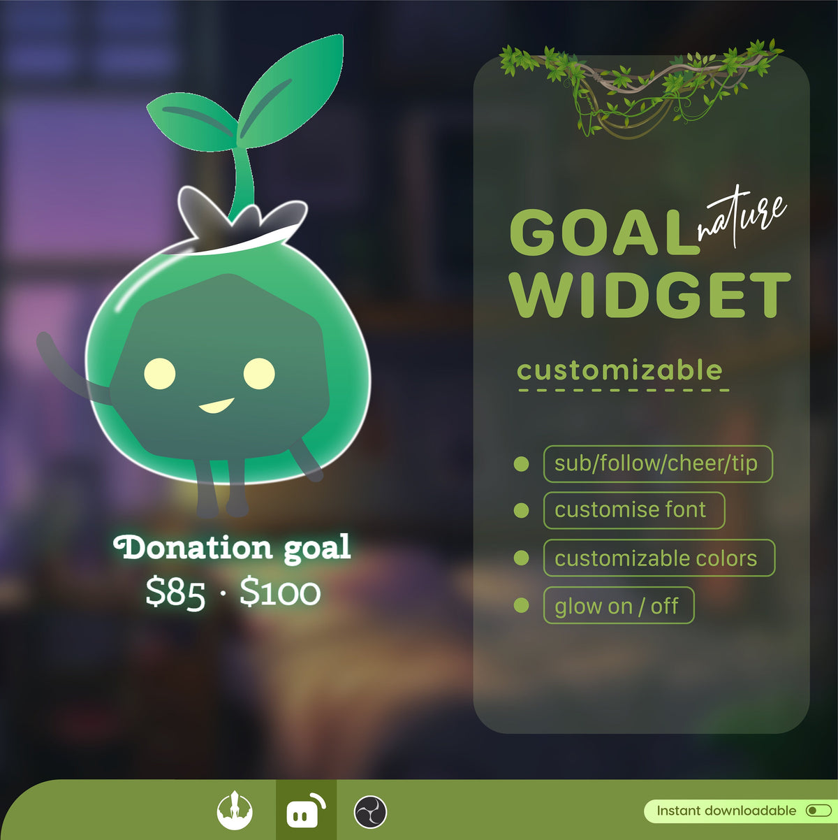 Customizable Liquid Filling Goal Widget for Twitch Streamlabs Streamelements (Digital Download)