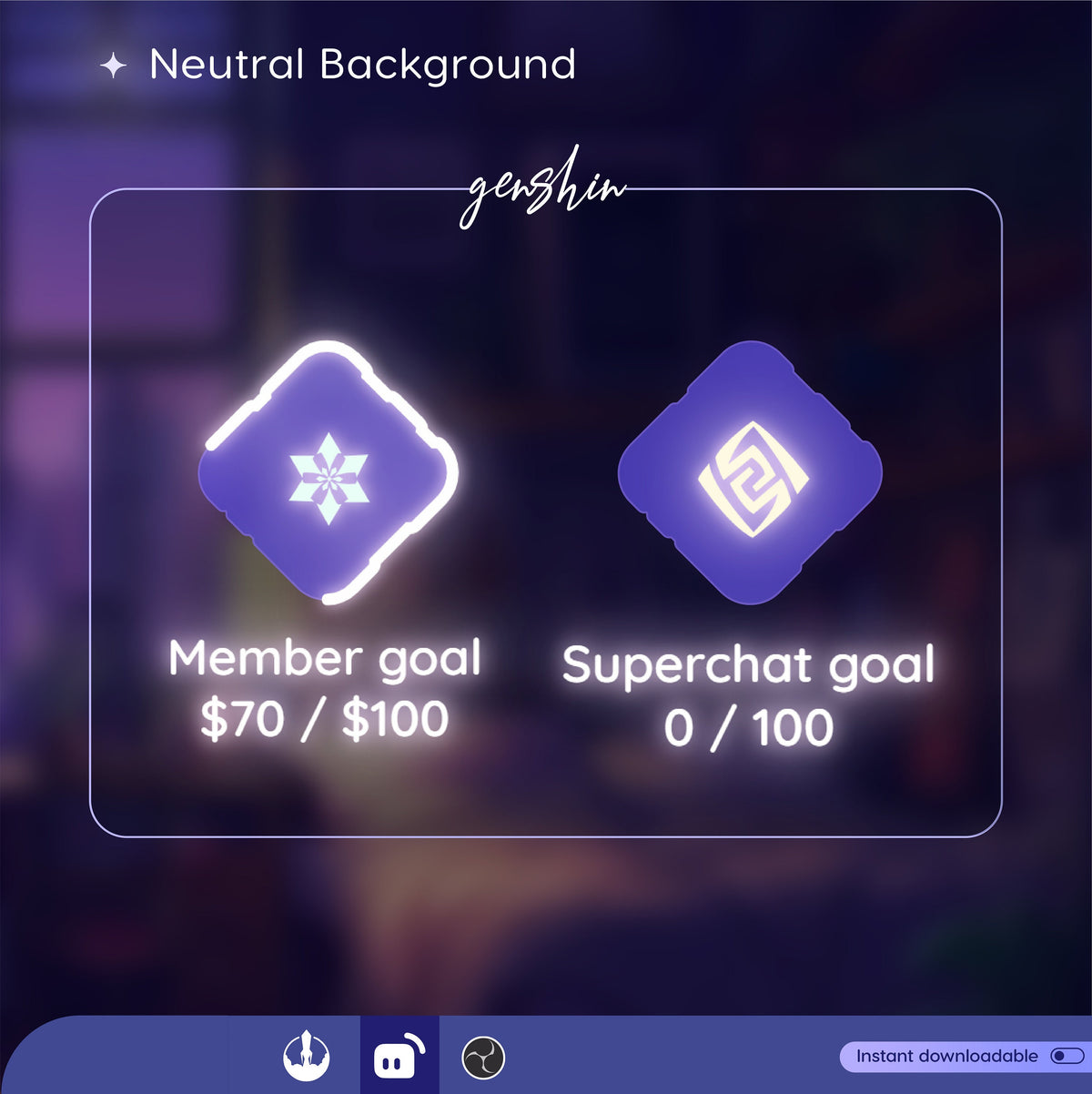 Game Theme Goal Widget, Customizable Stream Overlay (Digital Download)