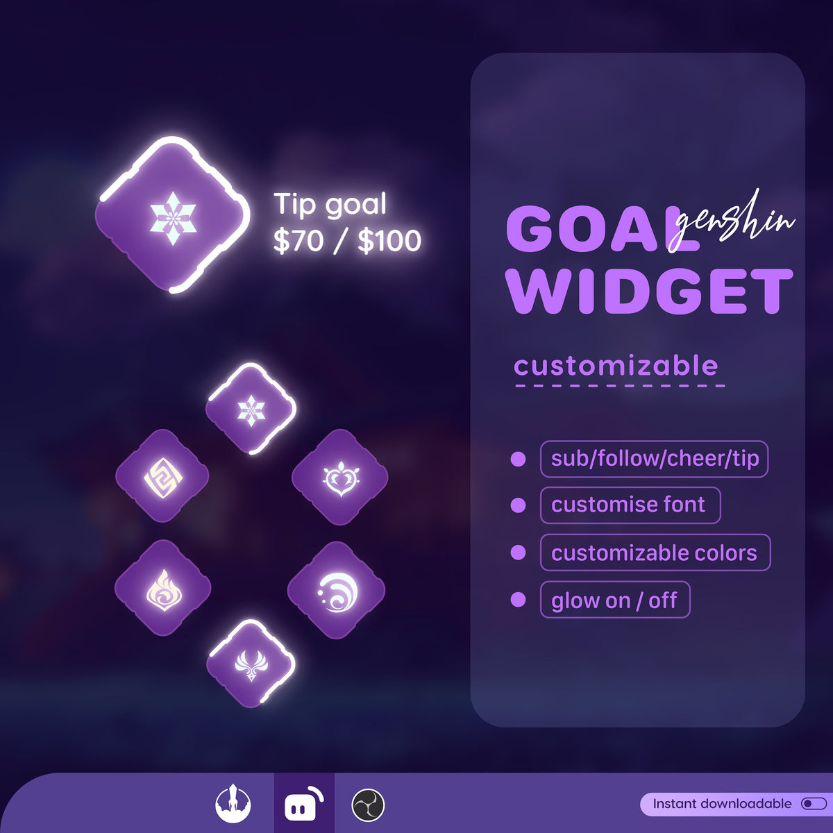 Game Theme Goal Widget, Customizable Stream Overlay (Digital Download)