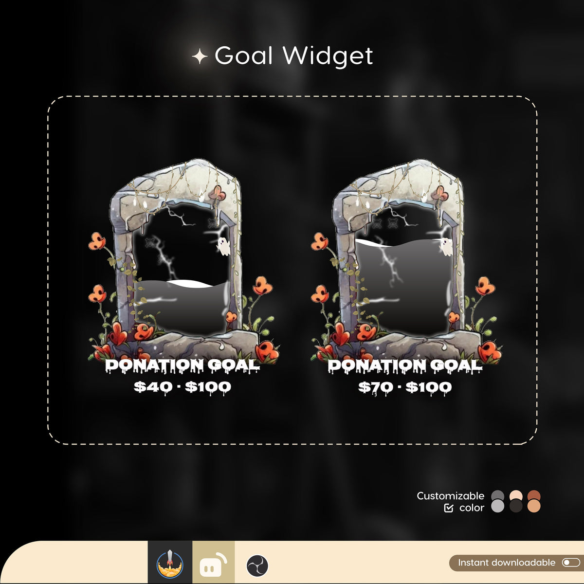 Tombstone Ghost Goal Widget: Customizable Stream Overlay (Digital Download)