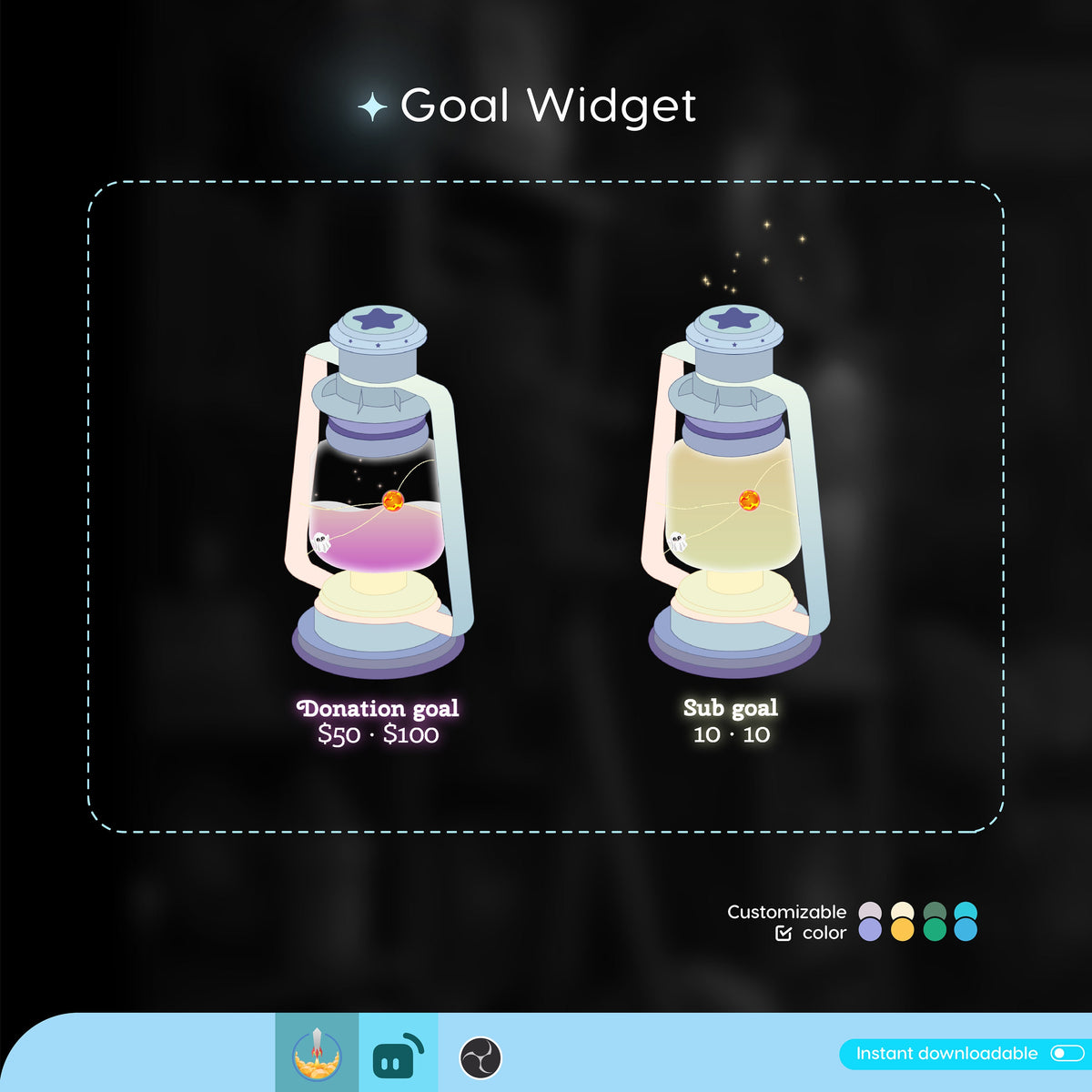 Lantern Liquid Filling Goal Widget for Streamers