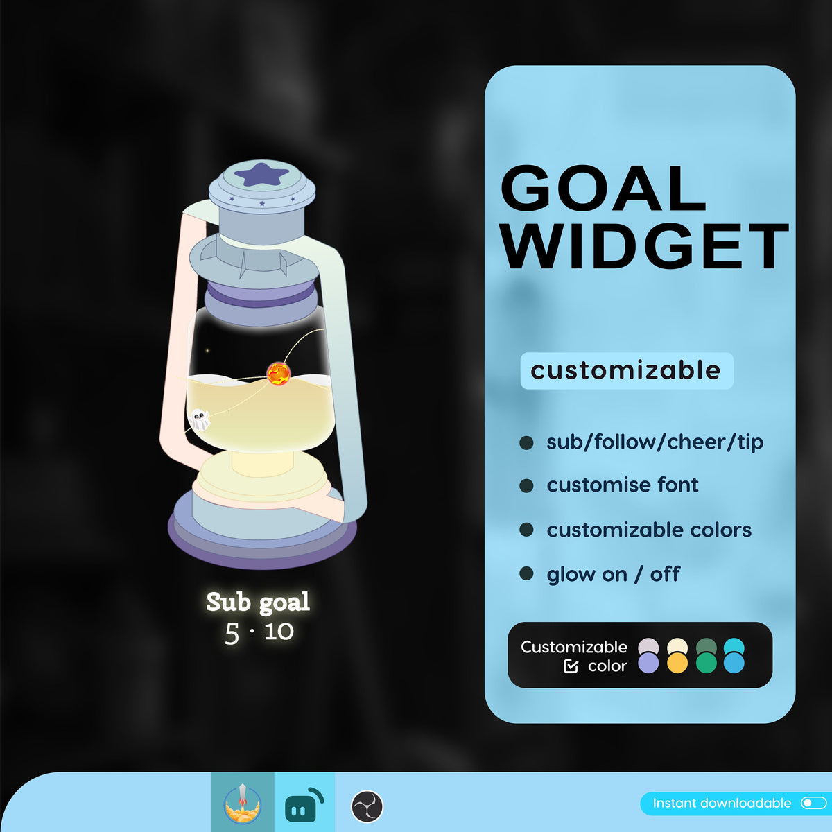Lantern Liquid Filling Goal Widget for Streamers