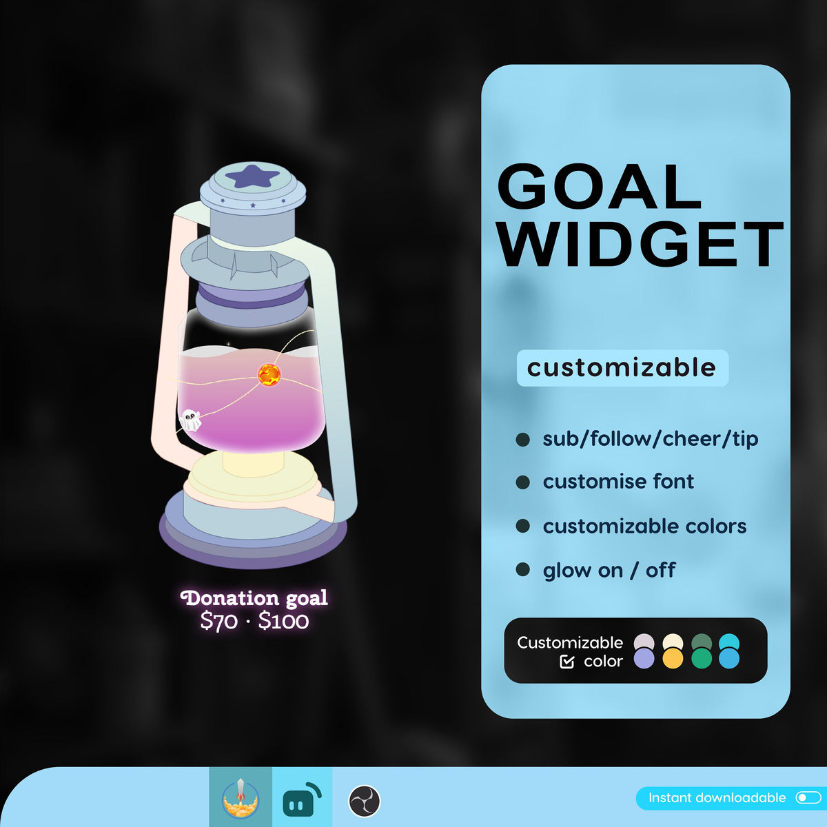 Lantern Liquid Filling Goal Widget for Streamers