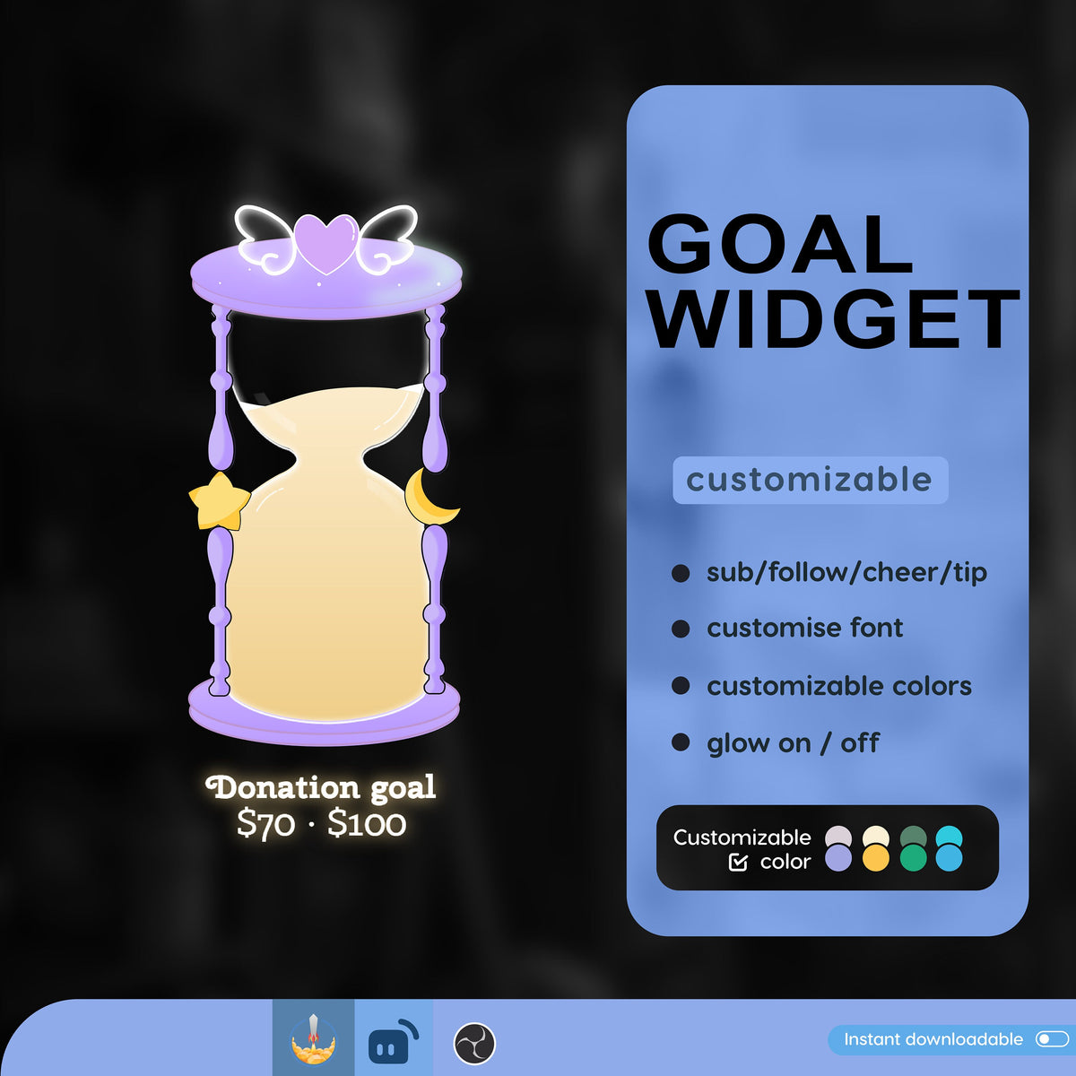 Sand Timer Goal Widget, Customizable Stream Overlay (Digital Download)