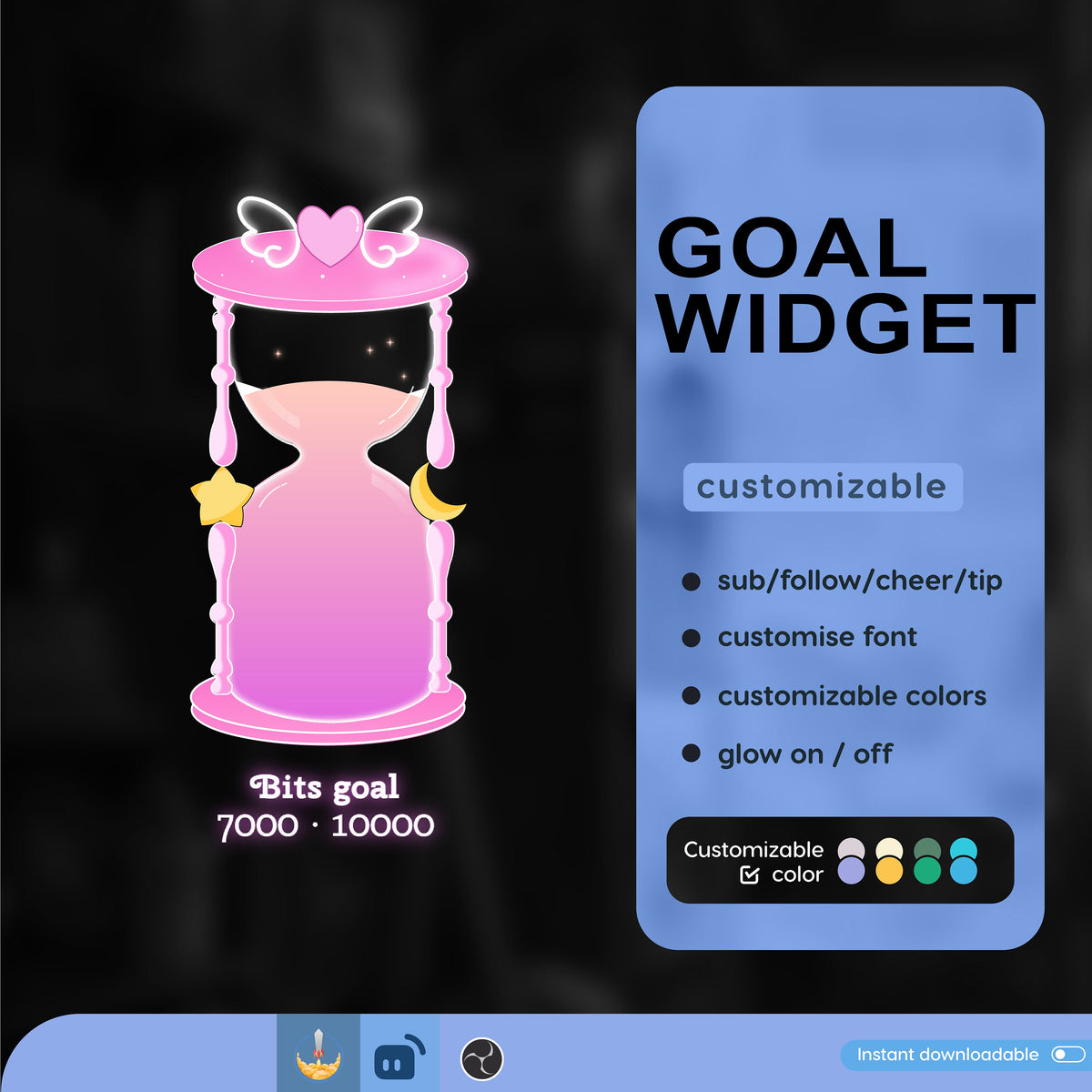 Sand Timer Goal Widget, Customizable Stream Overlay (Digital Download)
