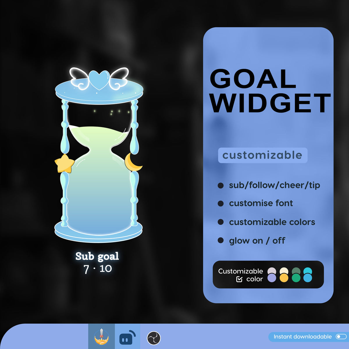 Sand Timer Goal Widget, Customizable Stream Overlay (Digital Download)
