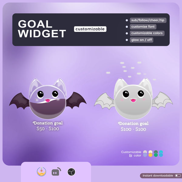 Spooky Bat Liquid Filling Goal Widget | Twitch Streamlabs, TikTok Studio, and Streamelements