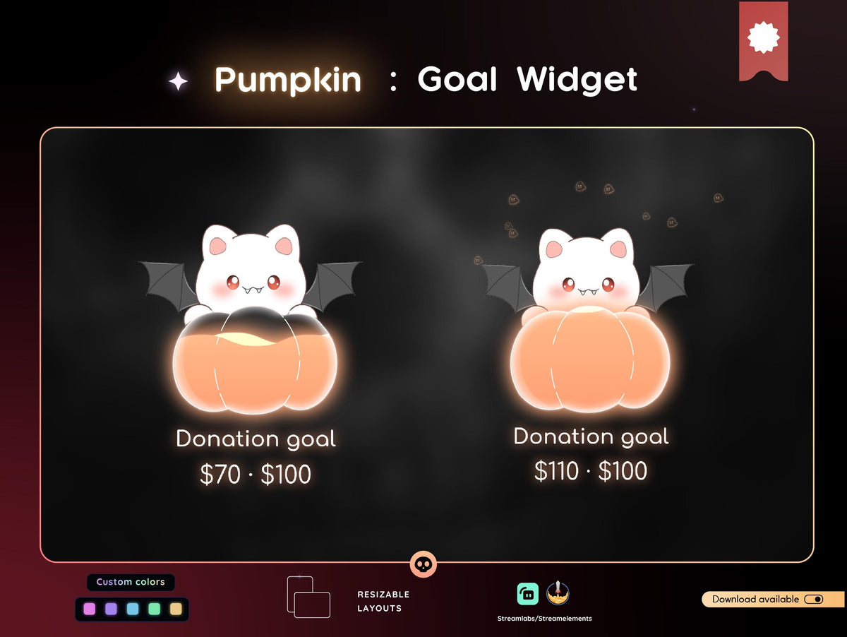 Cute Cat Pumpkin Goal Widget | Streamlabs, Streamelements
