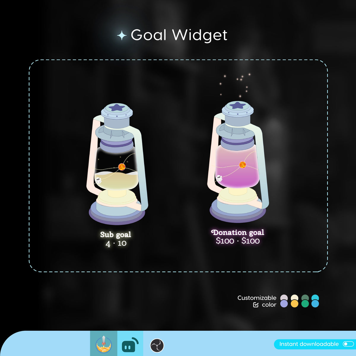 Lantern Liquid Filling Goal Widget for Streamers