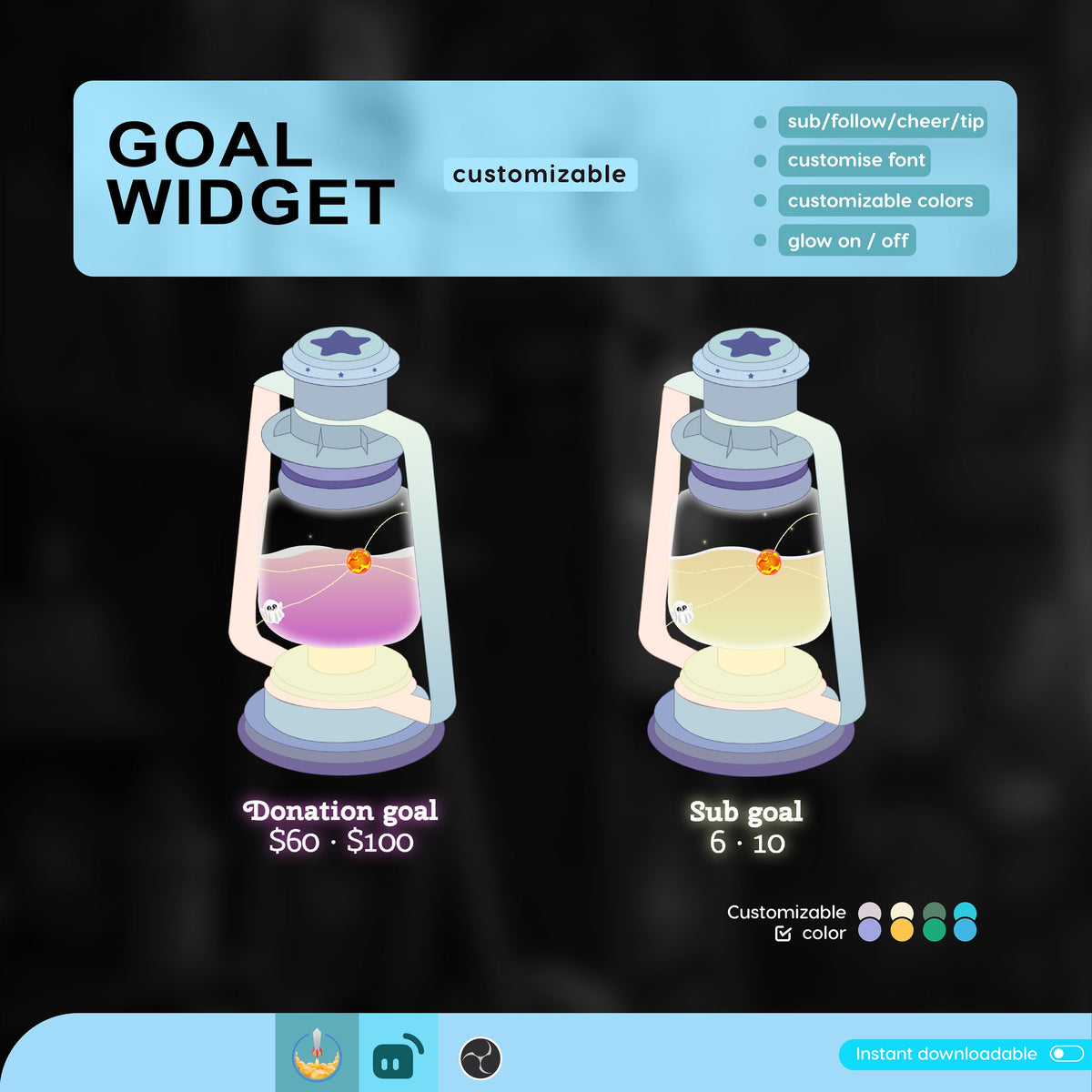 Lantern Liquid Filling Goal Widget for Streamers