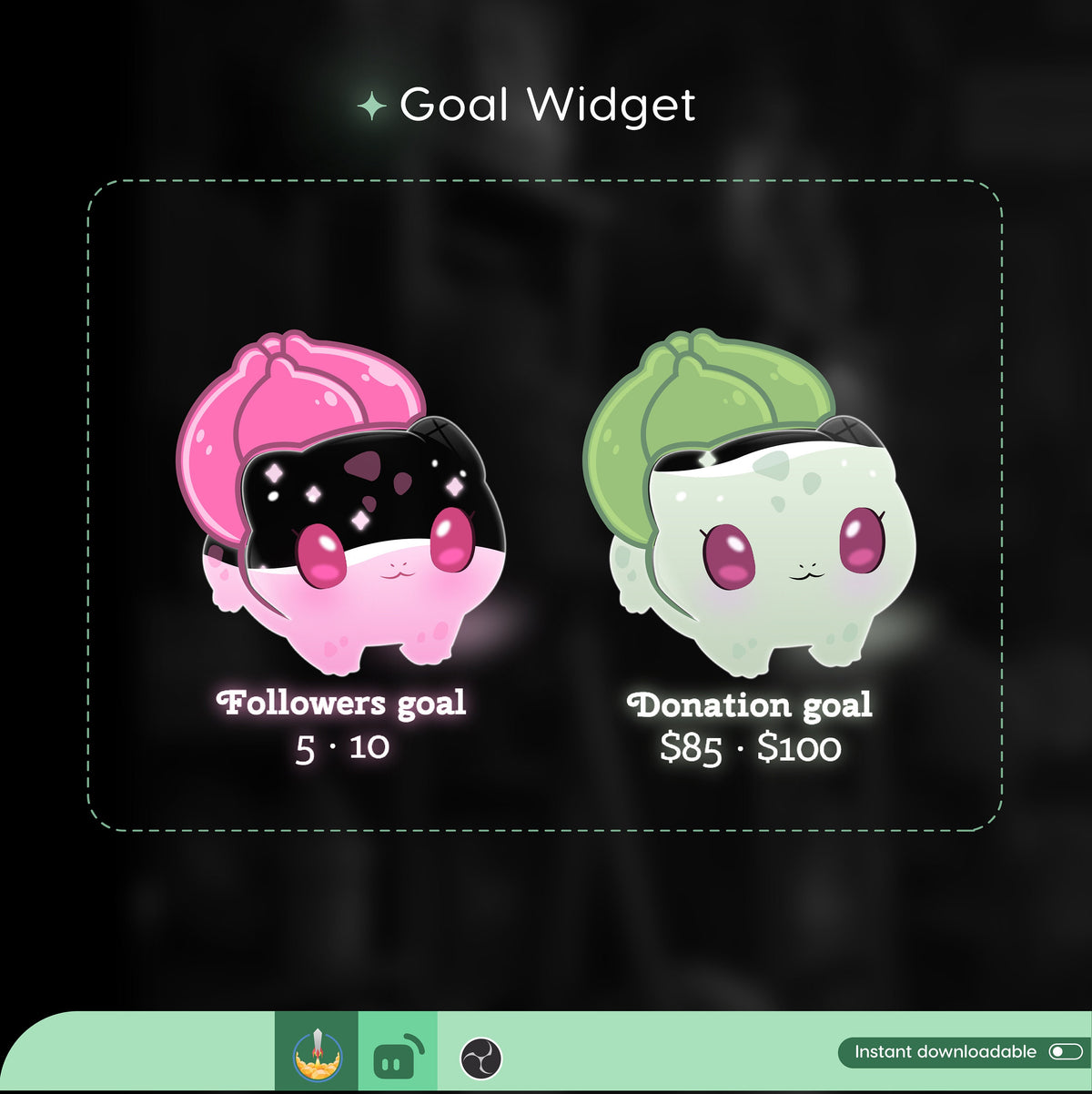 Animated Goal Widget for Twitch Streamers | Followers, Donations (Digital Download)