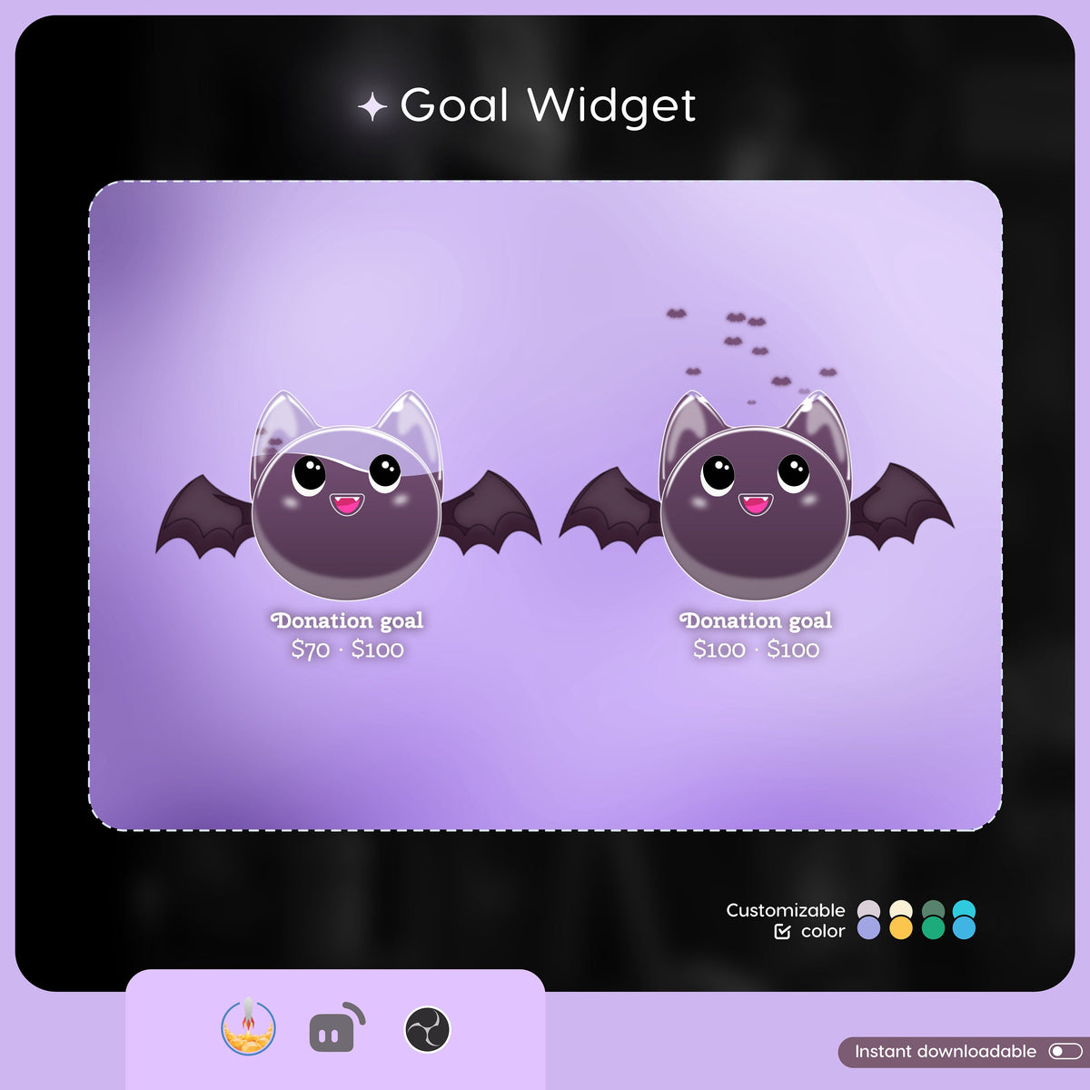 Spooky Bat Liquid Filling Goal Widget | Twitch Streamlabs, TikTok Studio, and Streamelements