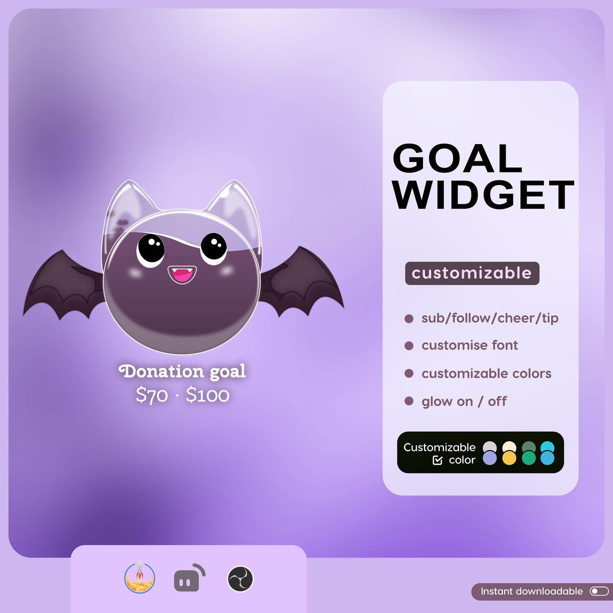 Spooky Bat Liquid Filling Goal Widget | Twitch Streamlabs, TikTok Studio, and Streamelements