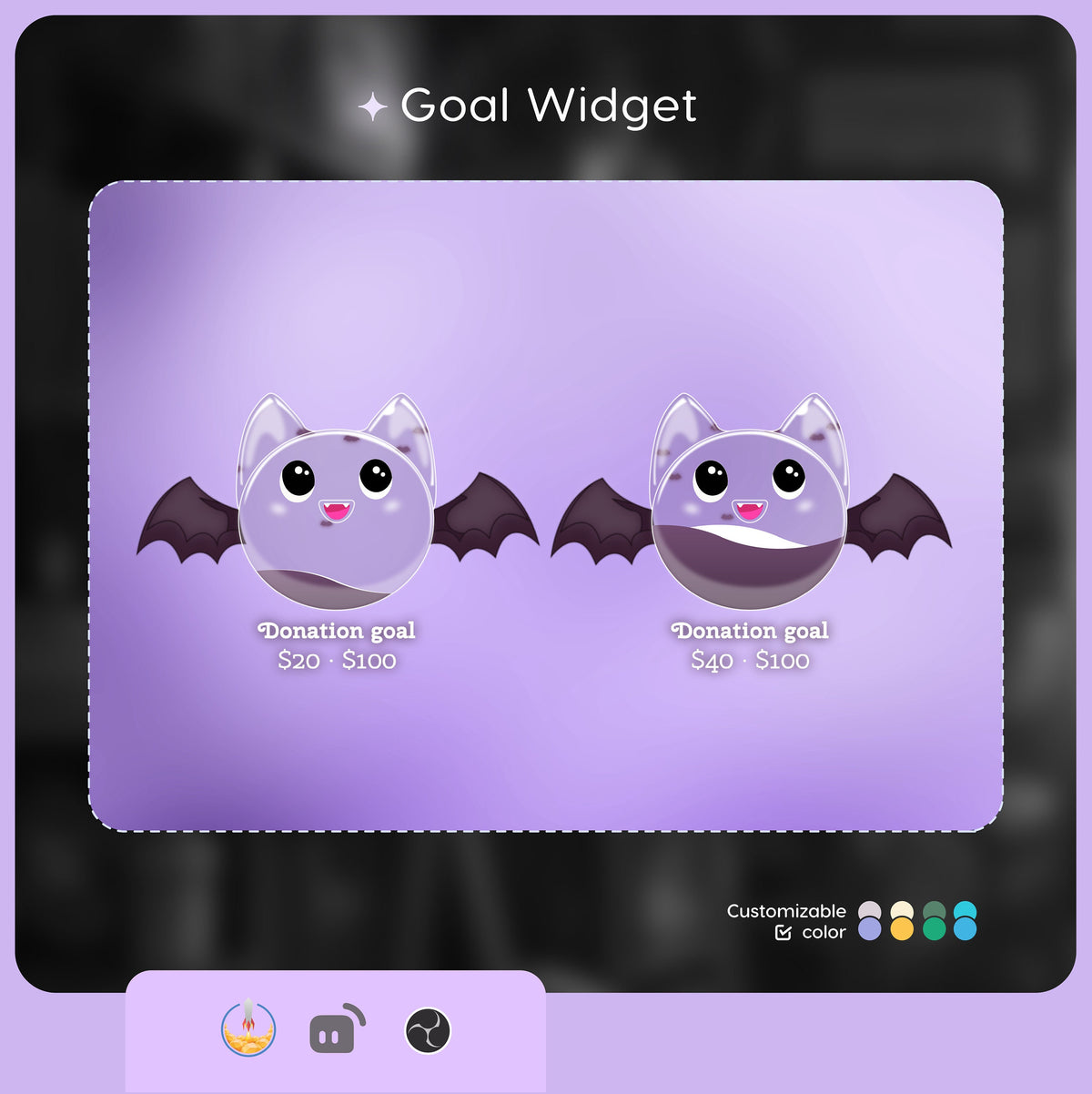Spooky Bat Liquid Filling Goal Widget | Twitch Streamlabs, TikTok Studio, and Streamelements