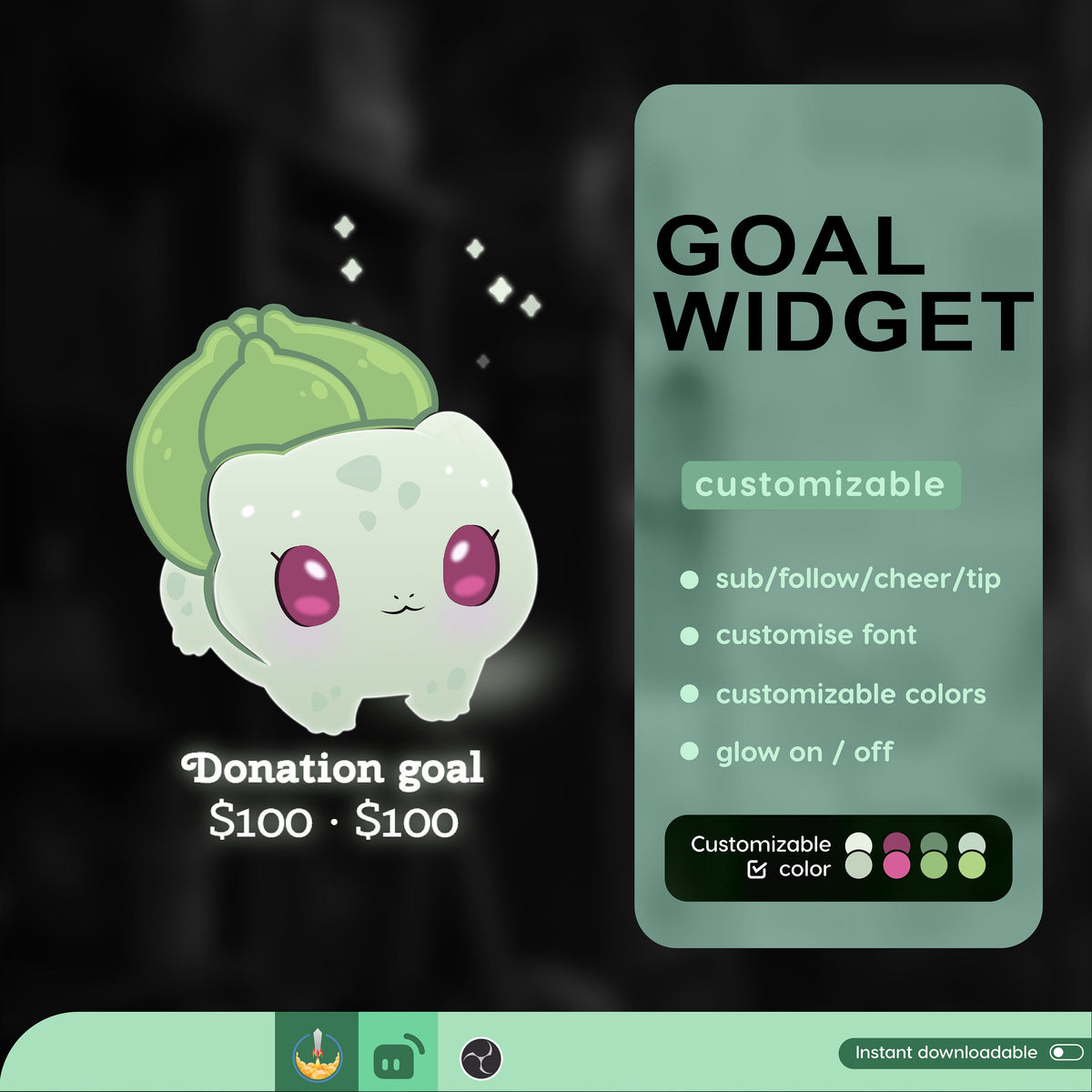 Animated Goal Widget for Twitch Streamers | Followers, Donations (Digital Download)