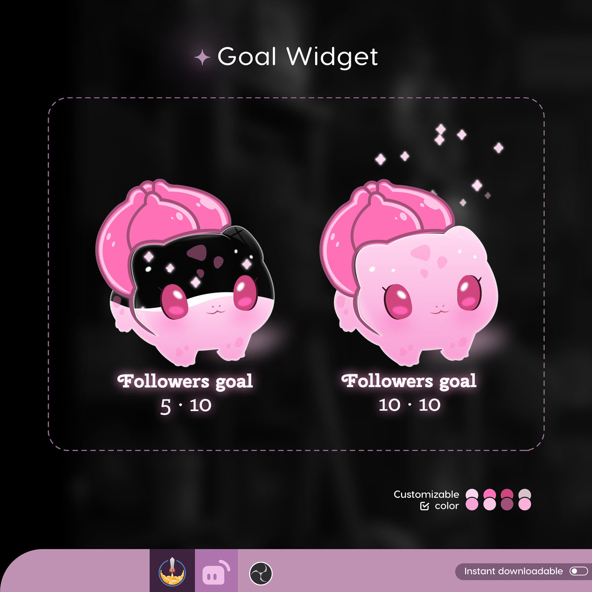 Animated Goal Widget for Twitch Streamers | Followers, Donations (Digital Download)