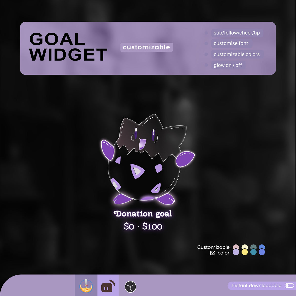 Moon Ghost Animated Goal Widget: Twitch Stream Overlay (Digital Download)